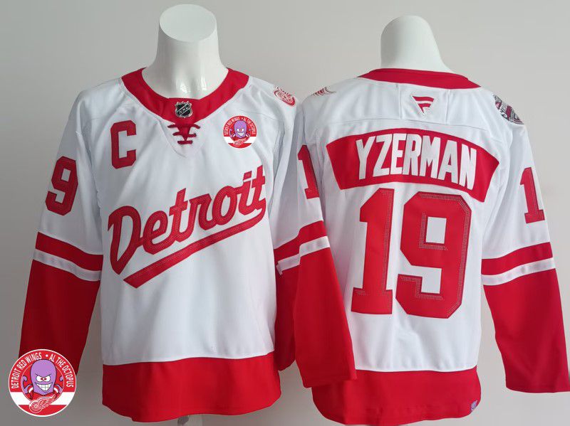 Men Detroit Red Wings #19 Yzerman White 2025 Fanatics Home Premium NHL Jersey style 1->detroit red wings->NHL Jersey